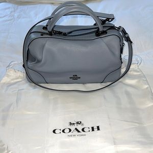 Coach Lane Genuine Leather Satchel Shoulder Bag Black / Blue - Grey